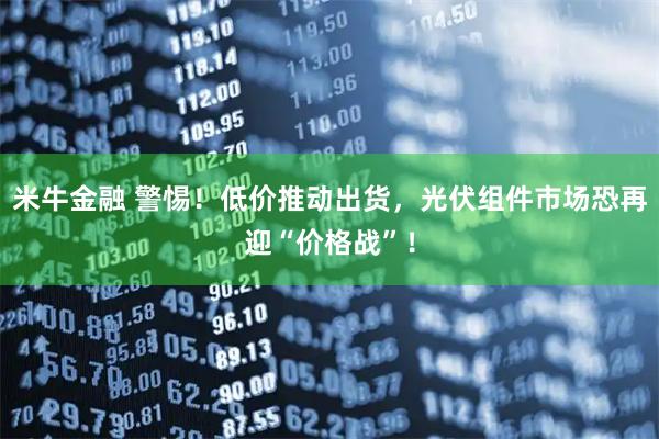 米牛金融 警惕！低价推动出货，光伏组件市场恐再迎“价格战”！