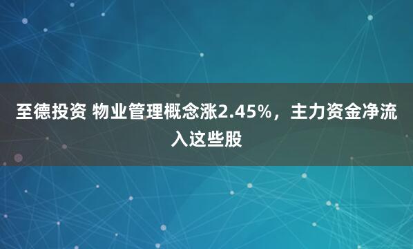 至德投资 物业管理概念涨2.45%，主力资金净流入这些股